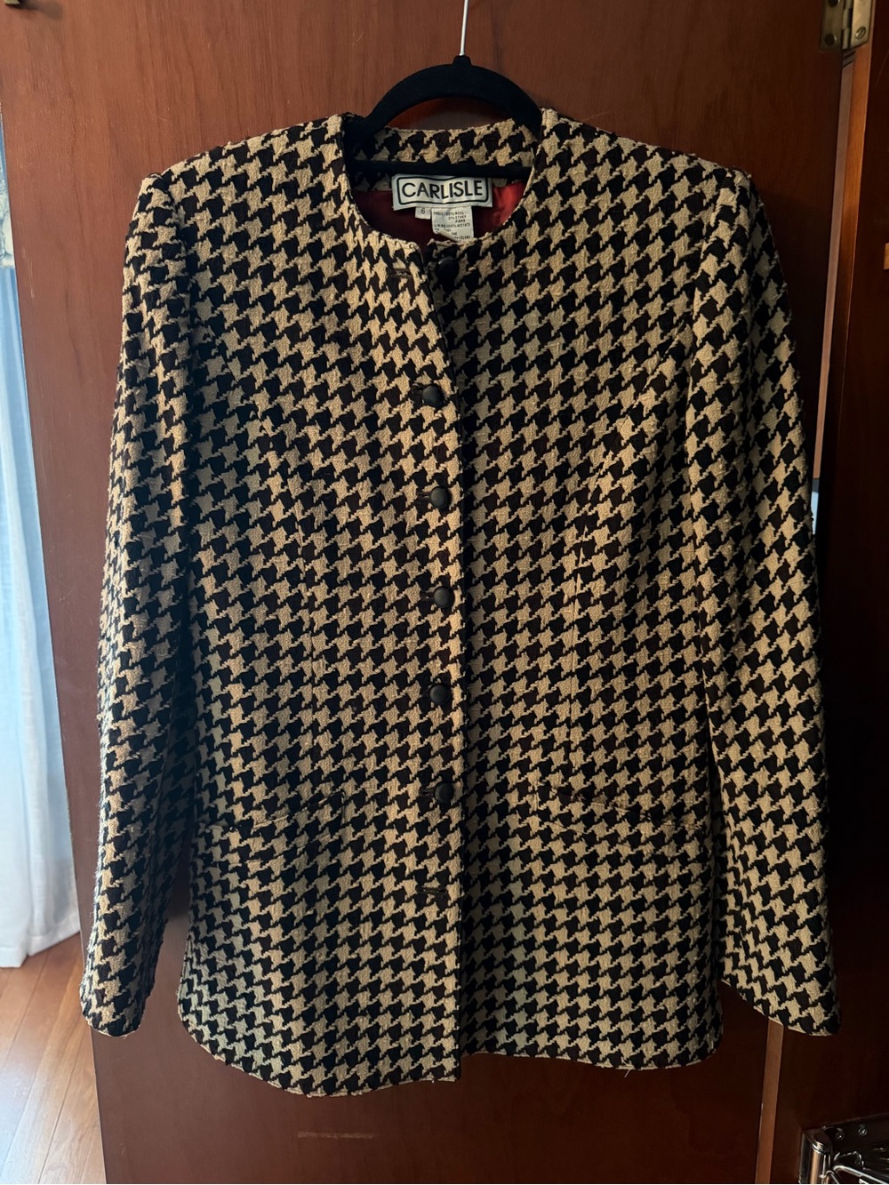 Vintage Carlisle Black and Tan Houndstooth Jacket